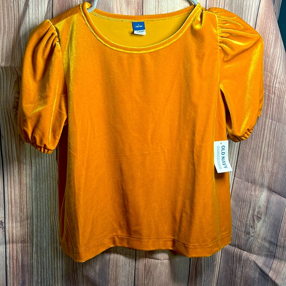 Beautiful - NWT Cropped Velvet Puff-Sleeve Top for Girls (10-12)